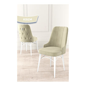 Taç Serisi, 80x132 Açılabilir Beyaz Mermer Desen Masa Takımı, 6 Sandalye Gümüş Halkalı