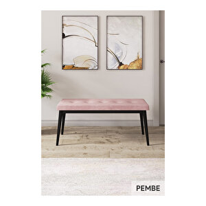 Taç Serisi, 80x132 Açılabilir Siyah Mermer Desen Masa Takımı, 4 Sandalye Gümüş Halkalı Ve 1 Bench