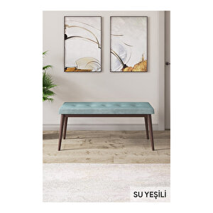 Taç Serisi, 80x132 Açılabilir Beyaz Masa Ceviz Ayak Mutfak Masası Takımı, 4 Sandalye Gümüş Halkalı 1 Bench