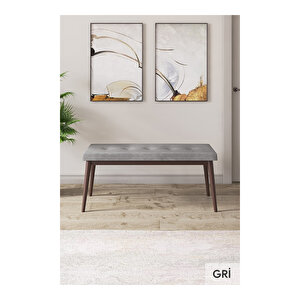Taç Serisi, 80x132 Açılabilir Barok Ahşap Desen Mutfak Masası Takımı, 4 Sandalye Gümüş Halkalı 1 Bench