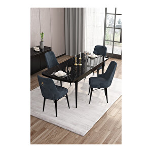 Are Serisi,beyaz Masa Ceviz Ayak Mdf 80x132 Açılabilir Yemek Odası Takımı,4 Sandalye Gold Halkalı