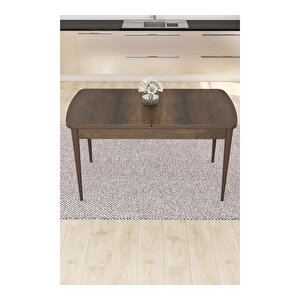Noa Serisi, Mdf 80x132 Açılabilir Barok Ahşap Desen Mutfak Masa Takımı, 4 Sandalye Gold Halkalı Ve 1 Bench