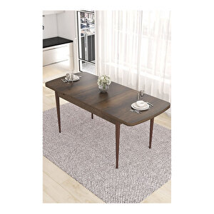Noa Serisi, Mdf 80x132 Açılabilir Barok Ahşap Desen Mutfak Masa Takımı, 4 Sandalye Gold Halkalı Ve 1 Bench