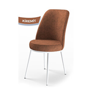 Nil Serisi,beyaz Mermer Desen 70x110 Sabit Mutfak Masa Takımı Masa 4 Sandalye Kiremit