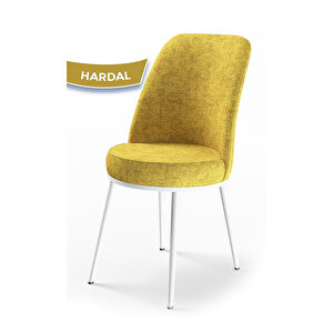 Nil Serisi,beyaz 70x110 Sabit Mutfak Masa Takımı Masa 4 Sandalye Hardal