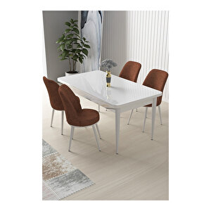 Nil Serisi,beyaz 70x110 Sabit Mutfak Masa Takımı Masa 4 Sandalye
