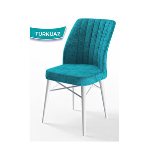 Arp Serisi,beyaz Mermer Desen 70x110 Sabit Mutfak Masa Takımı Masa 4 Sandalye Turkuaz