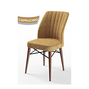 Arp Serisi,barok Ahşap Desen 70x110 Sabit Mutfak Masa Takımı Masa 4 Sandalye Cappucino