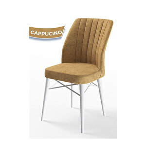 Arp Serisi,beyaz 70x110 Sabit Mutfak Masa Takımı Masa 4 Sandalye Cappucino