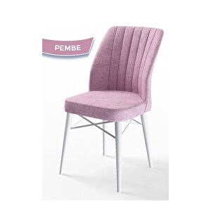 Arp Serisi,beyaz 70x110 Sabit Mutfak Masa Takımı Masa 4 Sandalye Pembe