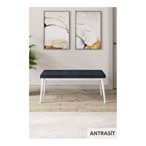 Lia Serisi, 80x132 Açılabilir Beyaz Mermer Desen ,mutfak Masası Takımı, 4 Sandalye Ve 1 Bench