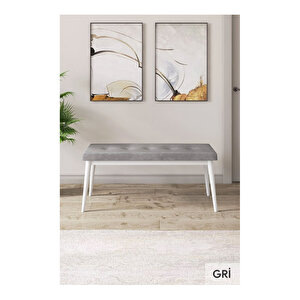 Lia Serisi, 80x132 Açılabilir Beyaz Mermer Desen ,mutfak Masası Takımı, 4 Sandalye Ve 1 Bench