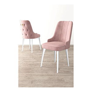 Nex Serisi, 80x132 Mdf Açılabilir Beyaz Masa Takımı, 6 Sandalye Gold Halkalı