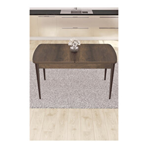 Nex Serisi, Mdf 80x132 Açılabilir Barok Ahşap Desen Mutfak Masa Takımı, 4 Sandalye Gümüş Halkalı Cappucino