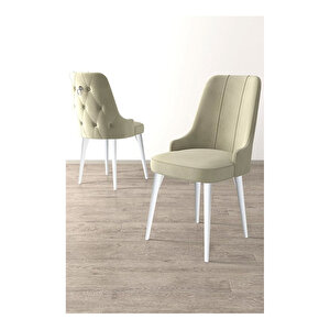 Nex Serisi, 80x132 Mdf Açılabilir Beyaz Masa Takımı, 4 Sandalye Gümüş Halkalı