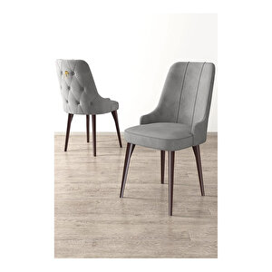 Nex Serisi, Mdf 80x132 Açılabilir Barok Ahşap Desen Mutfak Masa Takımı, 6 Sandalye Gümüş Halkalı