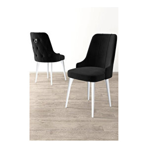 Nex Serisi, 80x132 Mdf Açılabilir Beyaz Masa Takımı, 6 Sandalye Gümüş Halkalı