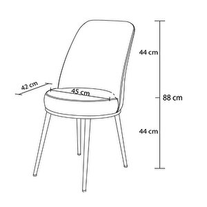 Dexa Serisi, Üst Kalite Yemek Odası Sandalyesi, Metal Beyaz İskeletli, 6 Adet Sandalye Kahverengi