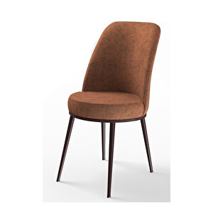 Dexa Serisi, Üst Kalite Yemek Odası Sandalyesi, Metal Kahverengi İskeletli, 1 Adet Sandalye Kiremit