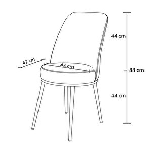 Dexa Serisi, Üst Kalite Yemek Odası Sandalyesi, Metal Kahverengi İskeletli, 1 Adet Sandalye Krem