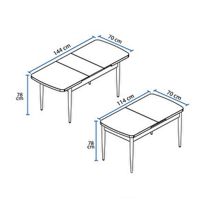 Kor Serisi 70x114 Açılabilir Mutfak Masası, Yemek Masası Barok Ahşap