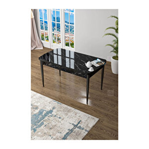 Zen Serisi Açılabilir 80x132 Mdf Mutfak Masası Yemek Masası Siyah Mermer