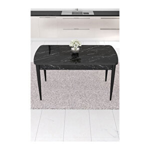 Eva Serisi Açılabilir 80x132 Mdf Mutfak Masası Yemek Masası Siyah Mermer