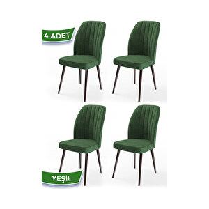 Platinum Serisi, Üst Kalite Mutfak Sandalyesi, Metal Kahverengi İskeletli, 4 Adet Sandalye Su Yeşili