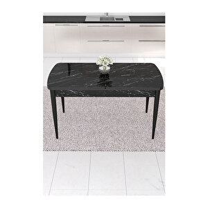 Are Serisi Açılabilir 80x132 Mdf Mutfak Masas,yemek Masası Siyah Mermer