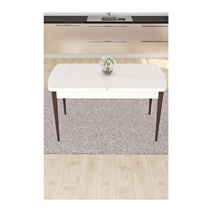Are Serisi Açılabilir 80x132 Mdf Mutfak Masas,yemek Masası Beyaz - Ceviz