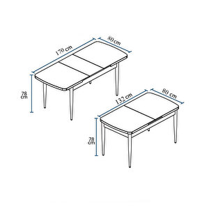 Noa Serisi Açılabilir 80x132 Mdf Mutfak Masas,yemek Masası Beyaz - Ceviz