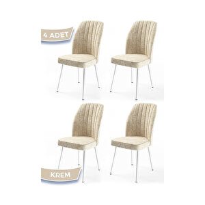 Platinum Serisi, Üst Kalite Mutfak Sandalyesi, Metal Beyaz İskeletli, 4 Adet Sandalye