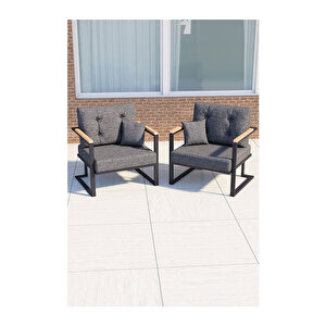 Karen, Serisi, Balkon,bahçe Oturma Koltuk Takımı, 2 Adettekli Koltuk Takımı Antrasit