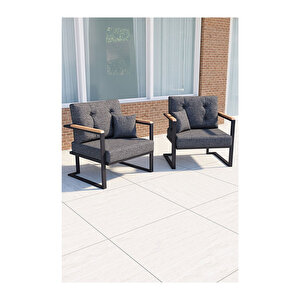 Karen, Serisi, Balkon,bahçe Oturma Koltuk Takımı, 2 Adettekli Koltuk Takımı Antrasit