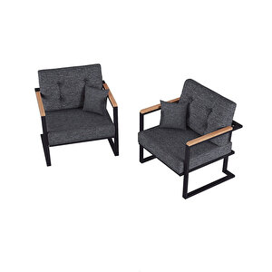 Karen, Serisi, Balkon,bahçe Oturma Koltuk Takımı, 2 Adettekli Koltuk Takımı Antrasit