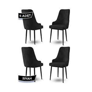 Trex Serisi, 1.sınıf Babyface Kumaş Sandalye, Siyah Metal Ayak, 4 Adet Sandalye Siyah