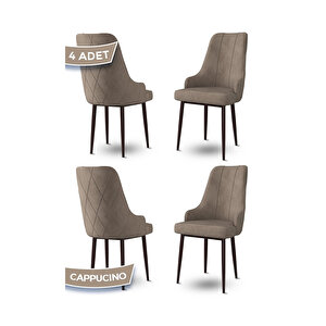 Trex Serisi, 1.sınıf Babyface Kumaş Sandalye, Kahverengi Metal Ayak, 4 Adet Sandalye Cappucino