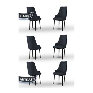 Trex Serisi, 1.sınıf Babyface Kumaş Sandalye, Kahverengi Metal Ayak, 6 Adet Sandalye Antrasit