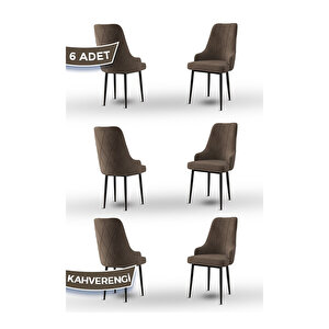 Trex Serisi, 1.sınıf Babyface Kumaş Sandalye, Kahverengi Metal Ayak, 6 Adet Sandalye Kahverengi