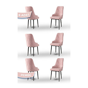 Trex Serisi, 1.sınıf Babyface Kumaş Sandalye, Kahverengi Metal Ayak, 6 Adet Sandalye Pembe