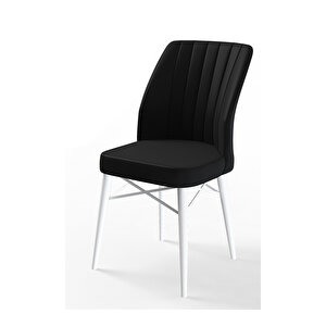 Flex Serisi, Üst Kalite Mutfak Sandalyesi, 1 Adet Sandalye, Gürgen Beyaz Ahşap Ayak Siyah