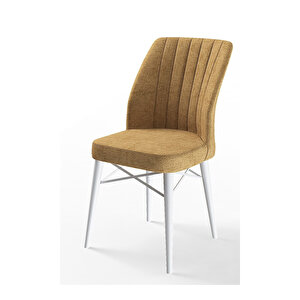 Flex Serisi, Üst Kalite Mutfak Sandalyesi, 1 Adet Sandalye, Gürgen Beyaz Ahşap Ayak Cappucino