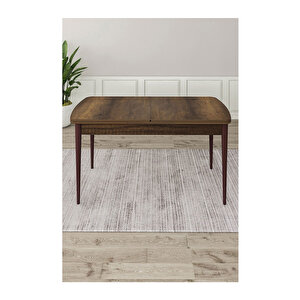 Ram Serisi, 80x132 Açılabilir Barok Ahşap Desen Mutfak Masa Takımı, 6 Sandalye Gri