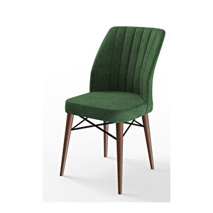Flex Serisi, Üst Kalite Mutfak Sandalyesi, 1 Adet Sandalye, Gürgen Ceviz Ahşap Ayak Yeşil