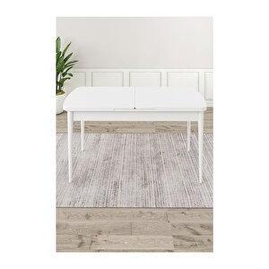 Ram Serisi, 80x132 Açılabilir Beyaz Masa,mutfak Masası Takımı, 6 Sandalye Kahverengi