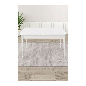 Ram Serisi, 80x132 Açılabilir Beyaz Masa,mutfak Masası Takımı, 6 Sandalye Mürdüm