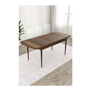 Ram Serisi, 80x132 Açılabilir Barok Ahşap Desen Mutfak Masa Takımı, 4 Sandalye Ve 1 Bench