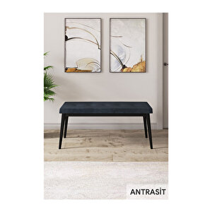 Ram Serisi, 80x132 Açılabilir Siyah Mermer Desen ,mutfak Masası Takımı, 4 Sandalye Ve 1 Bench