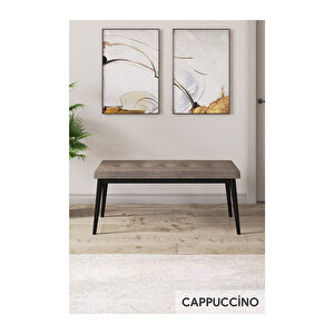 Ram Serisi, 80x132 Açılabilir Siyah Mermer Desen ,mutfak Masası Takımı, 4 Sandalye Ve 1 Bench