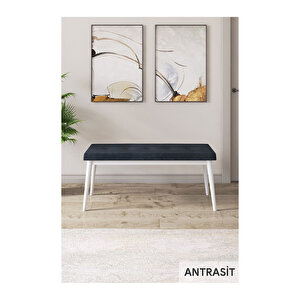 Ram Serisi, 80x132 Açılabilir Beyaz Masa, Mutfak Masası Takımı, 4 Sandalye Ve 1 Bench